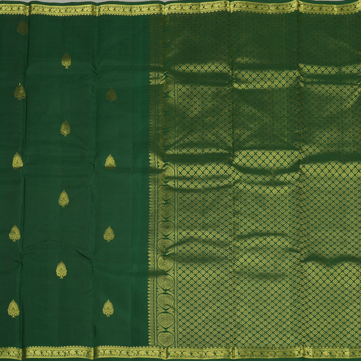 Hayagrivas Bottle Green Handloom Kanjivaram Silk Saree KBE128D2-1