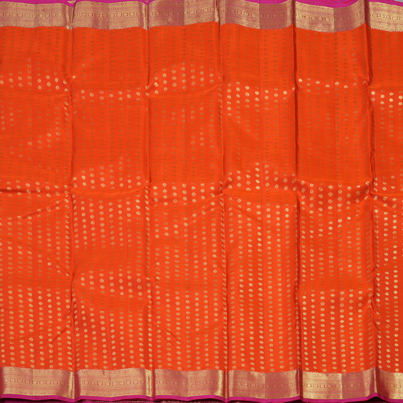 Hayagrivas Handloom Orange with pink Kanjivaram silk saree KBE128D5-1