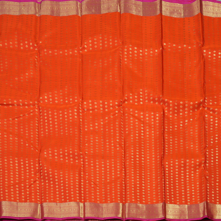 Hayagrivas Handloom Orange with pink Kanjivaram silk saree KBE128D5-1