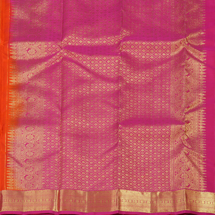 Hayagrivas Handloom Orange with pink Kanjivaram silk saree KBE128D5-1