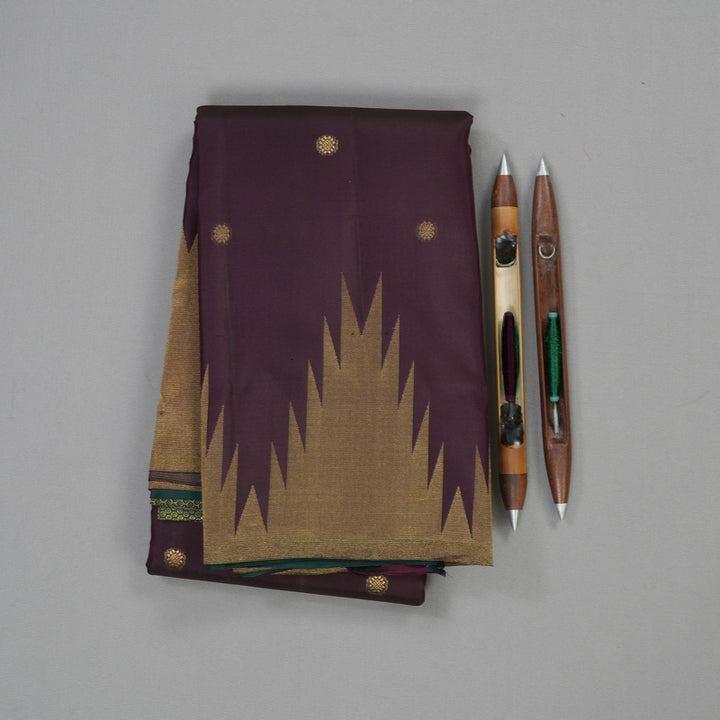 Hayagrivas Handloom Pure Kanjivaram Silk Saree in Majestic Dark Plum Purple KBE128D5-2