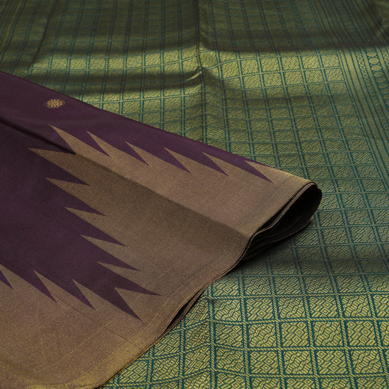 Hayagrivas Handloom Pure Kanjivaram Silk Saree in Majestic Dark Plum Purple KBE128D5-2