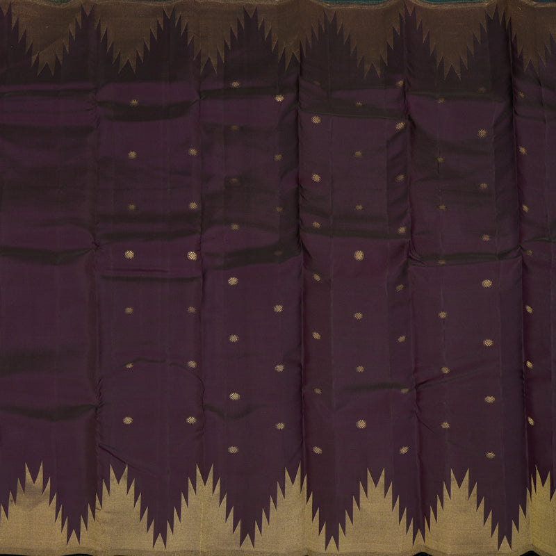 Hayagrivas Handloom Pure Kanjivaram Silk Saree in Majestic Dark Plum Purple KBE128D5-2