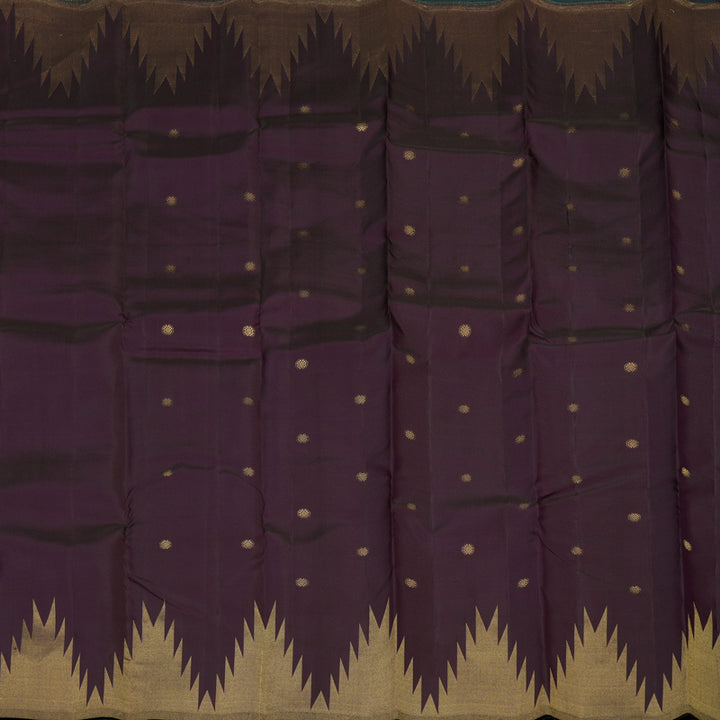 Hayagrivas Handloom Pure Kanjivaram Silk Saree in Majestic Dark Plum Purple KBE128D5-2