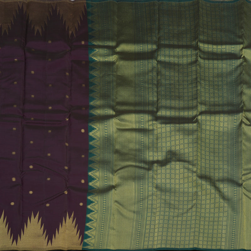 Hayagrivas Handloom Pure Kanjivaram Silk Saree in Majestic Dark Plum Purple KBE128D5-2