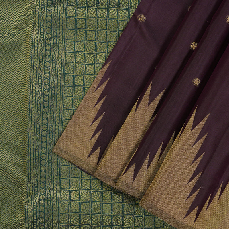 Hayagrivas Handloom Pure Kanjivaram Silk Saree in Majestic Dark Plum Purple KBE128D5-2