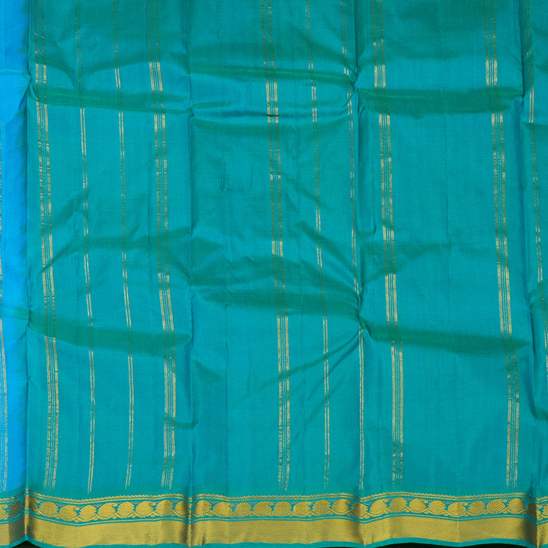 Hayagrivas Handloom Sky Blue Kanjivaram Silk Saree with Rama Green Border KBE1292J1-34