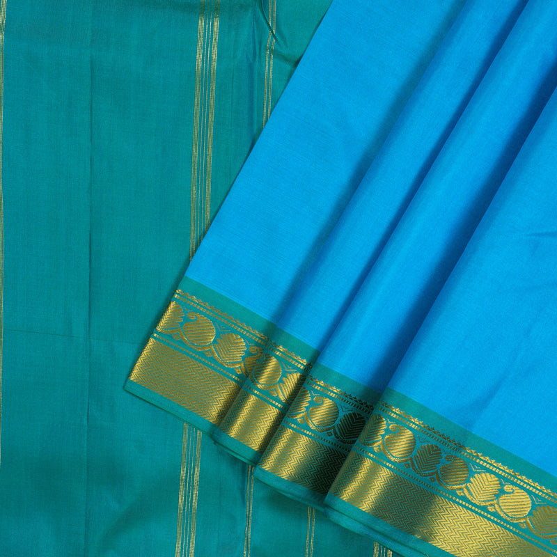 Hayagrivas Handloom Sky Blue Kanjivaram Silk Saree with Rama Green Border KBE1292J1-34