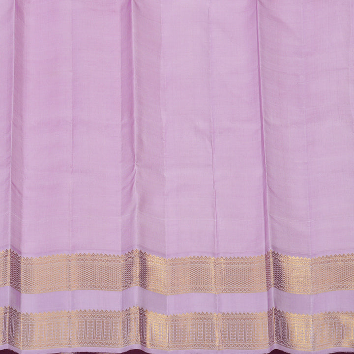 Hayagrivas Handloom Half White Kanjivaram Silk Saree with Lavendar border KBE1296J1-1