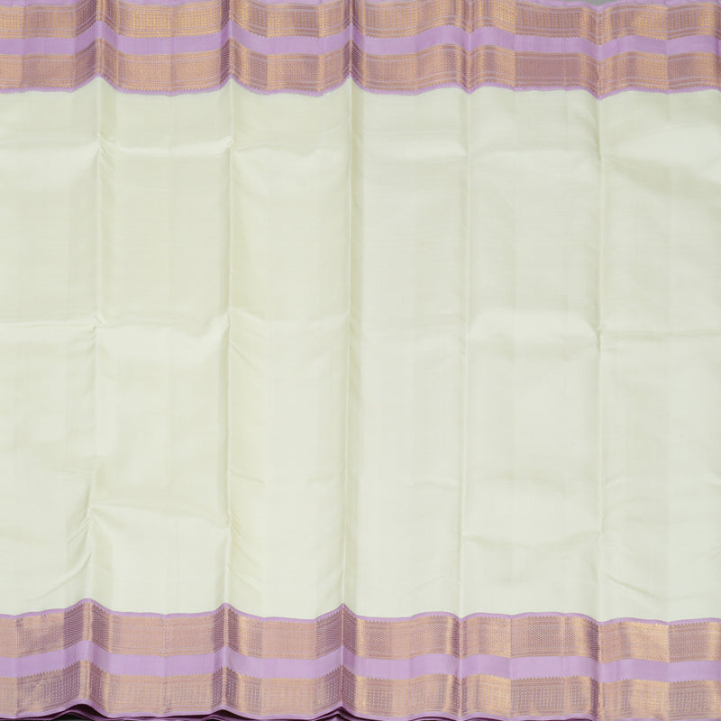 Hayagrivas Handloom Half White Kanjivaram Silk Saree with Lavendar border KBE1296J1-1