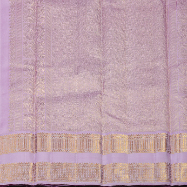 Hayagrivas Handloom Half White Kanjivaram Silk Saree with Lavendar border KBE1296J1-1