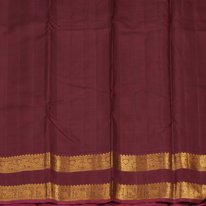 Hayagrivas Handloom Mango Orange Kanjivaram Silk Saree with Dark Maroon Border KBE1296J1-2