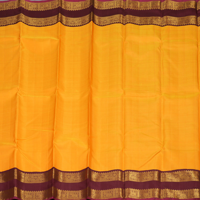 Hayagrivas Handloom Mango Orange Kanjivaram Silk Saree with Dark Maroon Border KBE1296J1-2