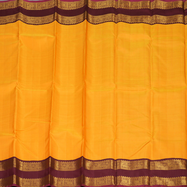 Hayagrivas Handloom Mango Orange Kanjivaram Silk Saree with Dark Maroon Border KBE1296J1-2
