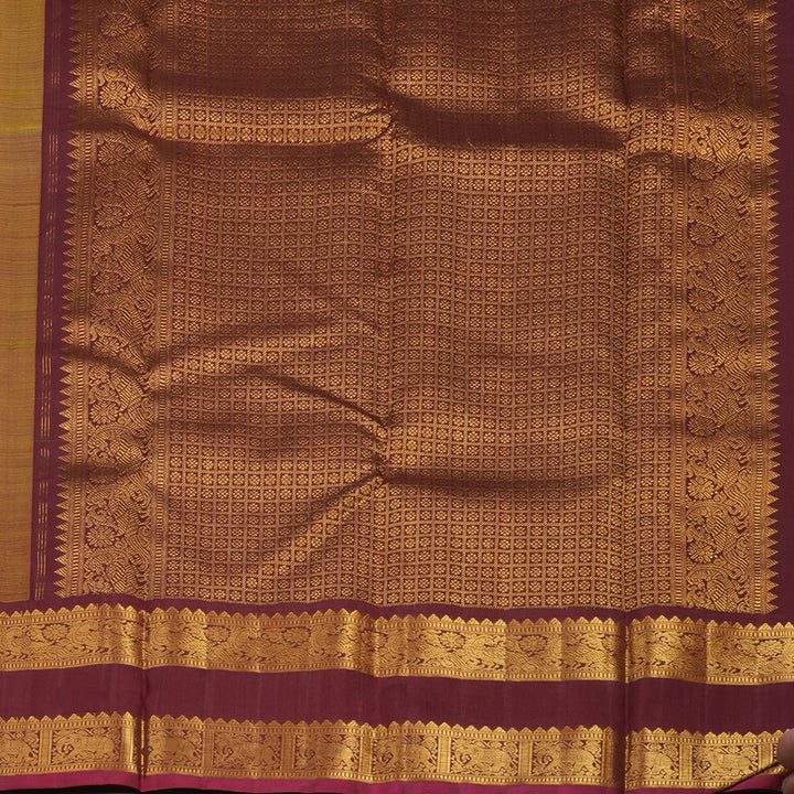 Hayagrivas Handloom Mango Orange Kanjivaram Silk Saree with Dark Maroon Border KBE1296J1-2