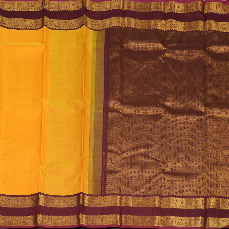 Hayagrivas Handloom Mango Orange Kanjivaram Silk Saree with Dark Maroon Border KBE1296J1-2