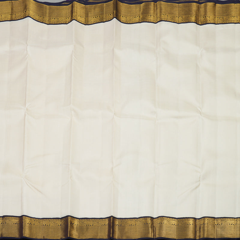 Hayagrivas Handloom Half White Kanjivaram Silk Saree with Nagapazham Border KBE1296J1-3