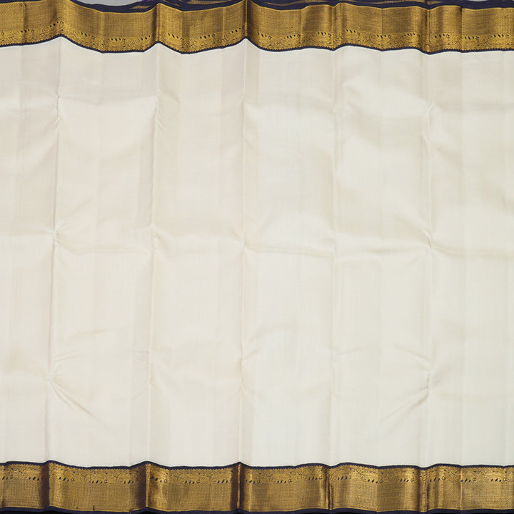 Hayagrivas Handloom Half White Kanjivaram Silk Saree with Nagapazham Border KBE1296J1-3