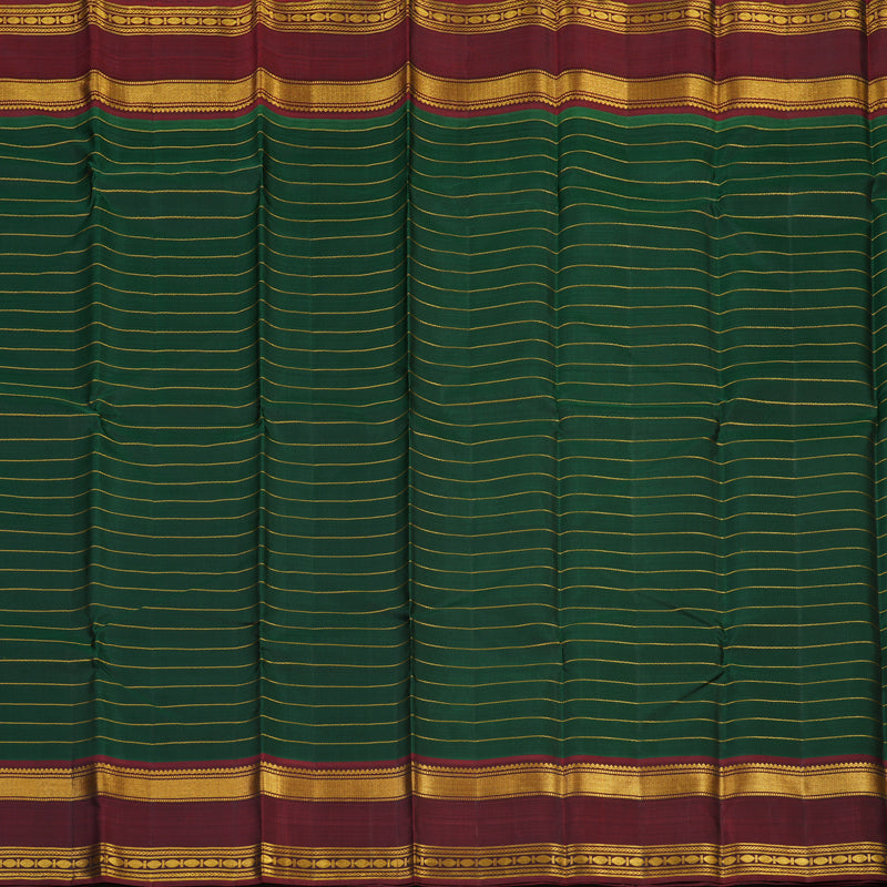 Hayagrivas Handloom Bottle Green Kanjivaram Silk Saree with Araku Maroon border KBE1462J1-1
