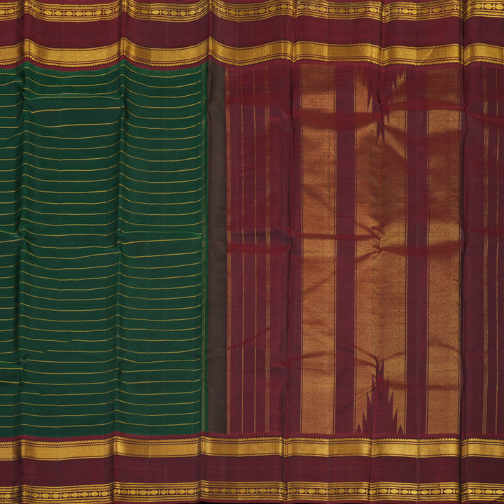 Hayagrivas Handloom Bottle Green Kanjivaram Silk Saree with Araku Maroon border KBE1462J1-1