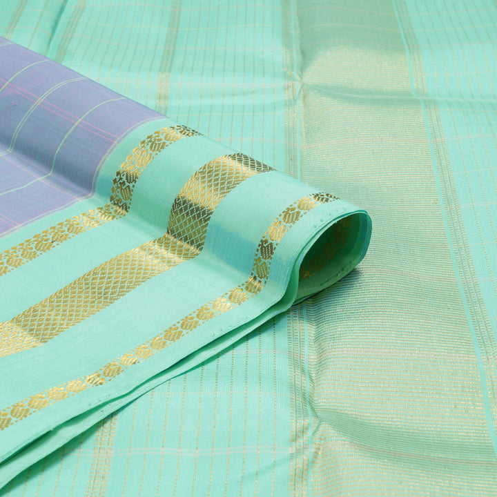 Hayagrivas Handloom Lilac Kanjivaram Silk Saree with Pastel Green Border KBE1299J5-1