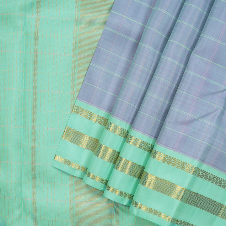Hayagrivas Handloom Lilac Kanjivaram Silk Saree with Pastel Green Border KBE1299J5-1