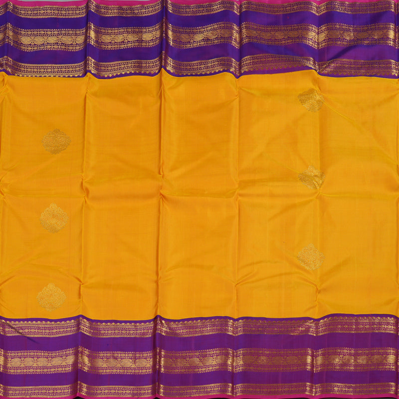 Hayagrivas Handloom Pure Kanjivaram Silk Saree in Lustrous Mustard Yellow KBE12D1-2