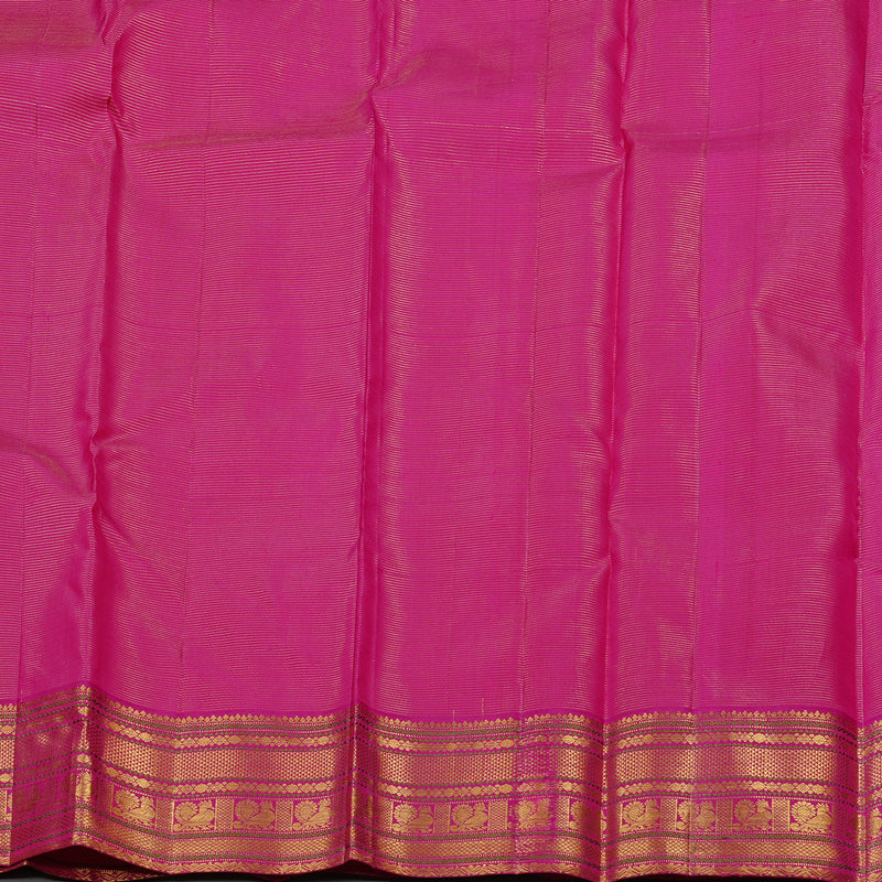 Hayagrivas Mango Yellow Handloom Kanjivaram Silk Saree with Pink Border KBE12D2-1