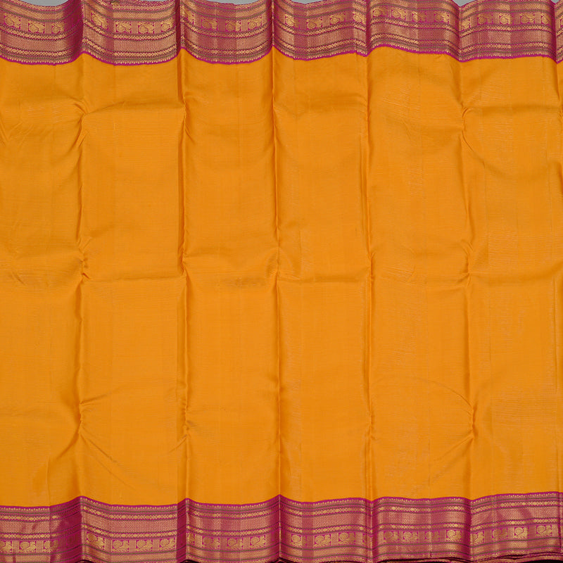 Hayagrivas Mango Yellow Handloom Kanjivaram Silk Saree with Pink Border KBE12D2-1