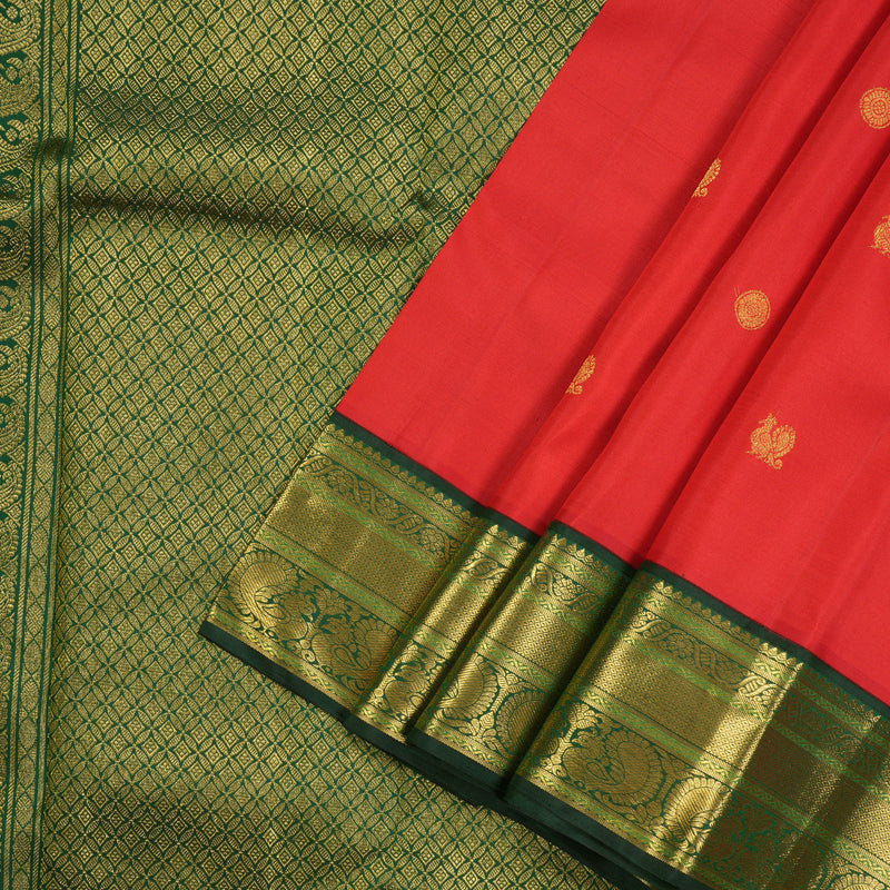Hayagrivas Handloom Pure Kanjivaram Silk Saree in Majestic Red KBE12D2-5