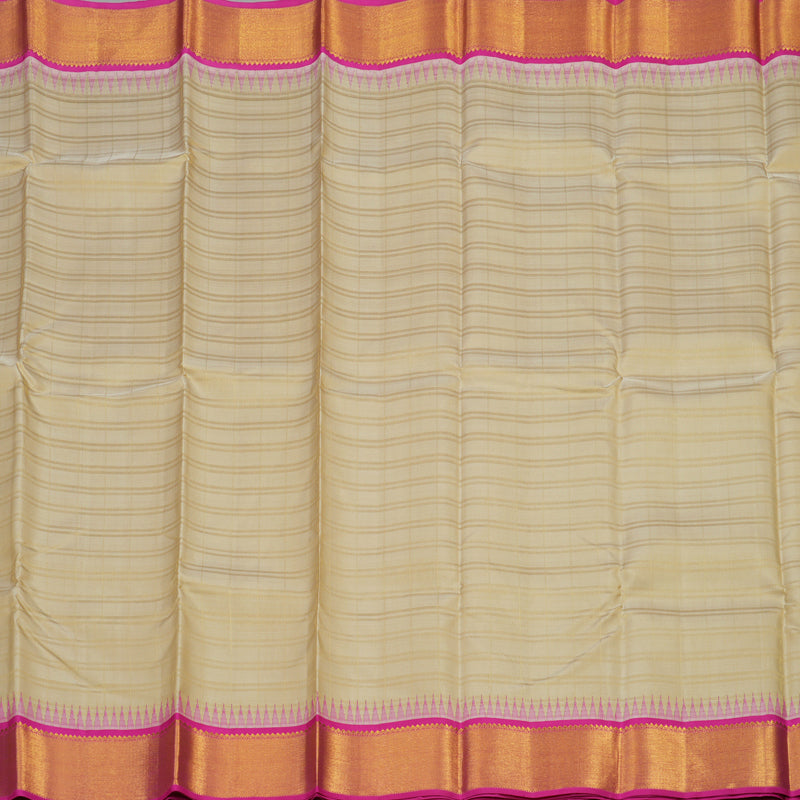 Hayagrivas Timeless Traditional Handloom Silk Saree in Cream with Fuchsia Pink KBE12D4-1
