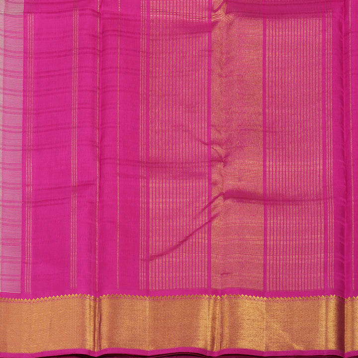 Hayagrivas Timeless Traditional Handloom Silk Saree in Cream with Fuchsia Pink KBE12D4-1
