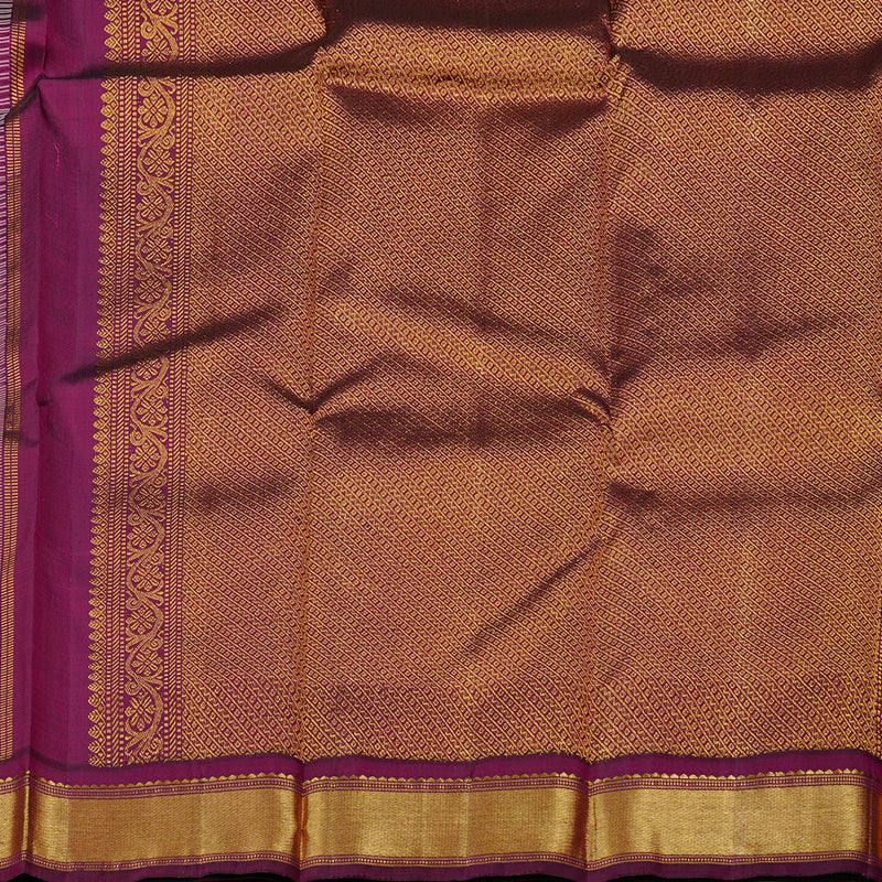 Hayagrivas Multi Colour Checks Handloom Kanjivaram Silk Saree with Dark Purple Border KBE12D6-1