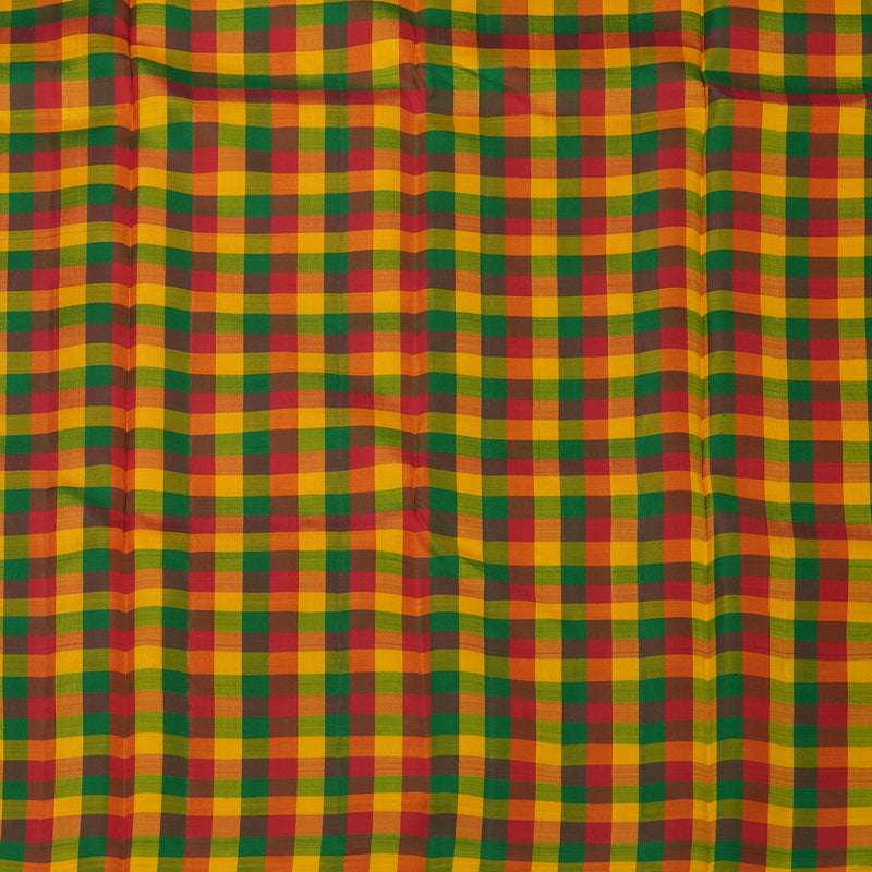 Hayagrivas Handloom Navy Blue Kanjivaram Silk Saree with Multicolour Checks border KBE1300J1-1