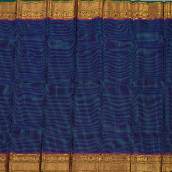 Hayagrivas Handloom Midnight Blue Kanjivaram Silk Saree with Wine Purple Border KBE1300J7-1