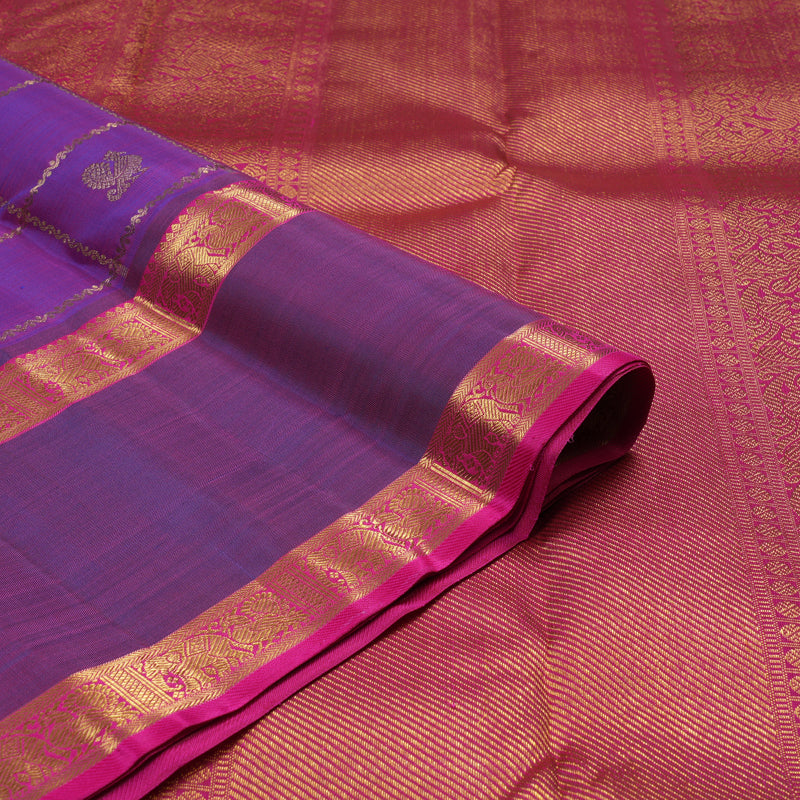 Hayagrivas Handloom Purple Kanjivaram Silk Saree with Dual Tone border KBE1301J3-1
