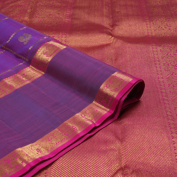 Hayagrivas Handloom Purple Kanjivaram Silk Saree with Dual Tone border KBE1301J3-1