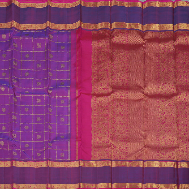 Hayagrivas Handloom Purple Kanjivaram Silk Saree with Dual Tone border KBE1301J3-1