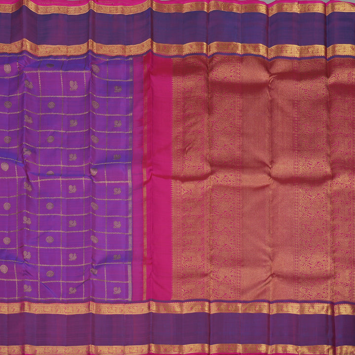 Hayagrivas Handloom Purple Kanjivaram Silk Saree with Dual Tone border KBE1301J3-1