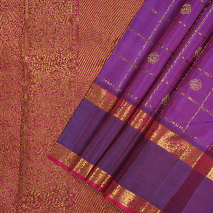 Hayagrivas Handloom Purple Kanjivaram Silk Saree with Dual Tone border KBE1301J3-1