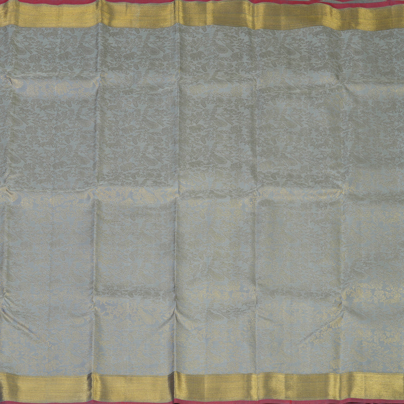 Hayagrivas Handloom Silver Grey Kanjivaram Silk Saree KBE1302J3-1