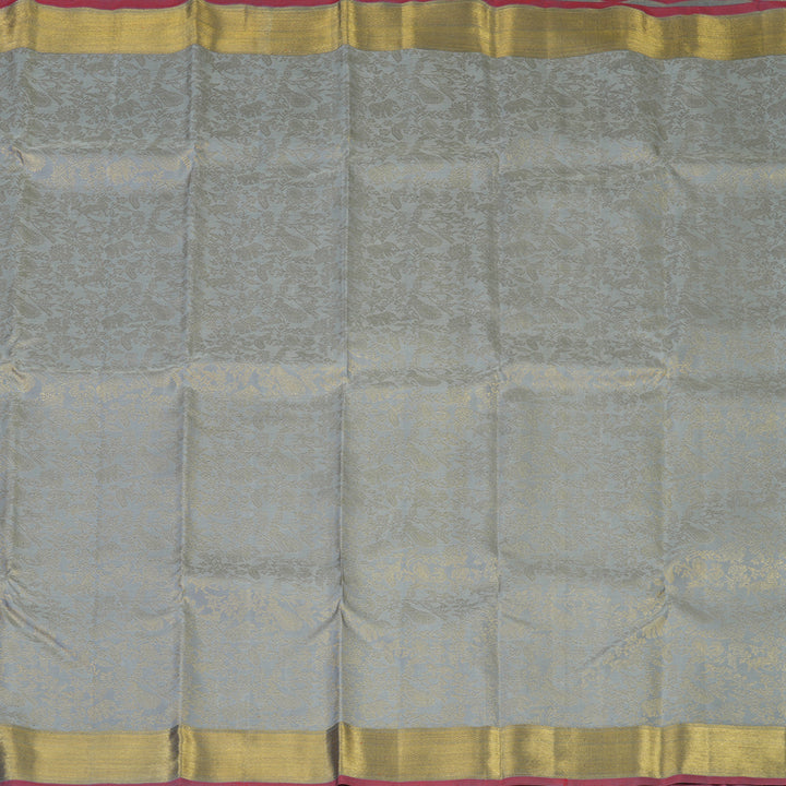 Hayagrivas Handloom Silver Grey Kanjivaram Silk Saree KBE1302J3-1