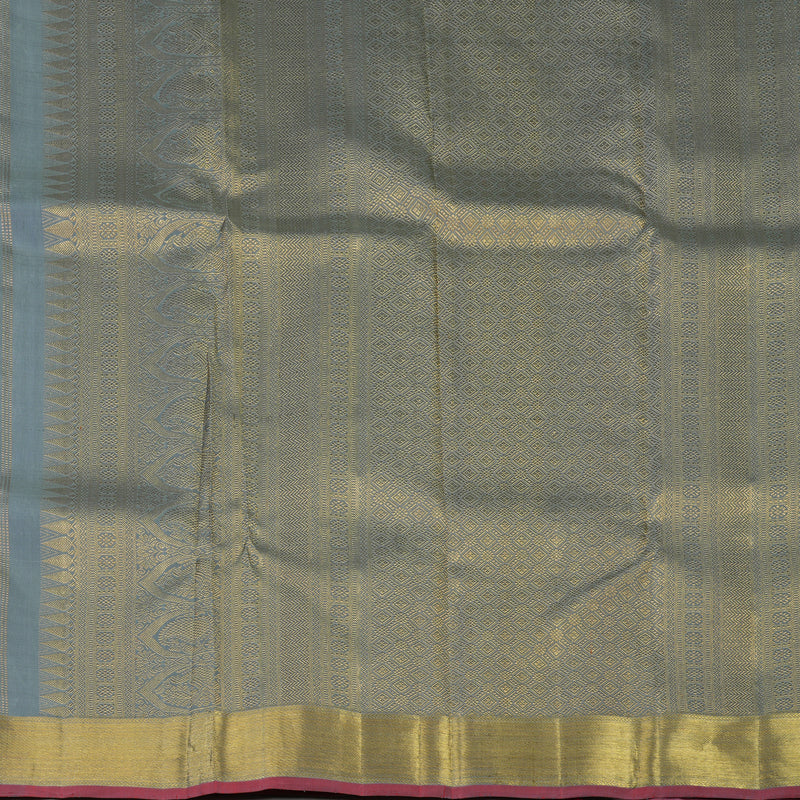Hayagrivas Handloom Silver Grey Kanjivaram Silk Saree KBE1302J3-1