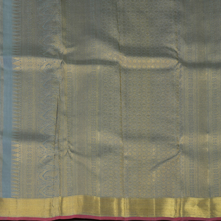 Hayagrivas Handloom Silver Grey Kanjivaram Silk Saree KBE1302J3-1