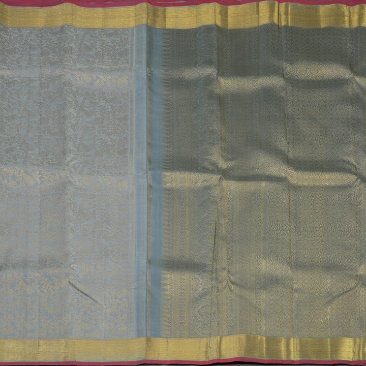 Hayagrivas Handloom Silver Grey Kanjivaram Silk Saree KBE1302J3-1