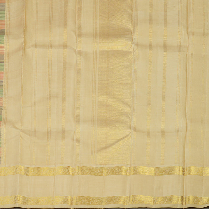 Hayagrivas Handloom Multicolour Checks Kanjivaram Silk Saree with Sandal Border KBE1304J6-1