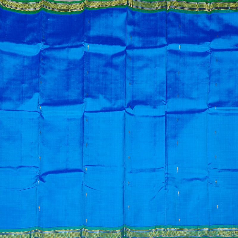 Hayagrivas Sky Blue Handloom Kanjivaram Silk Saree with Sea Green Border KBE130D1-1
