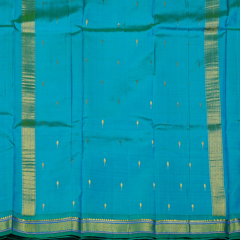 Hayagrivas Sky Blue Handloom Kanjivaram Silk Saree with Sea Green Border KBE130D1-1
