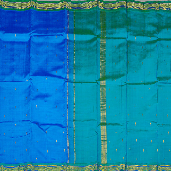 Hayagrivas Sky Blue Handloom Kanjivaram Silk Saree with Sea Green Border KBE130D1-1
