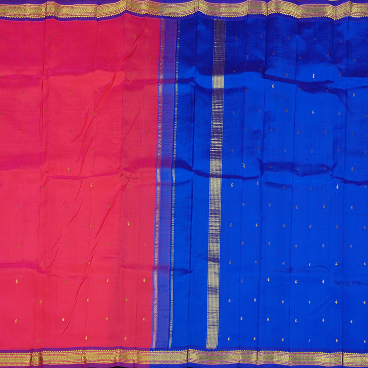 Hayagrivas Reddish Pink Handloom Kanjivaram Silk Saree with Purple Border KBE130D1-12